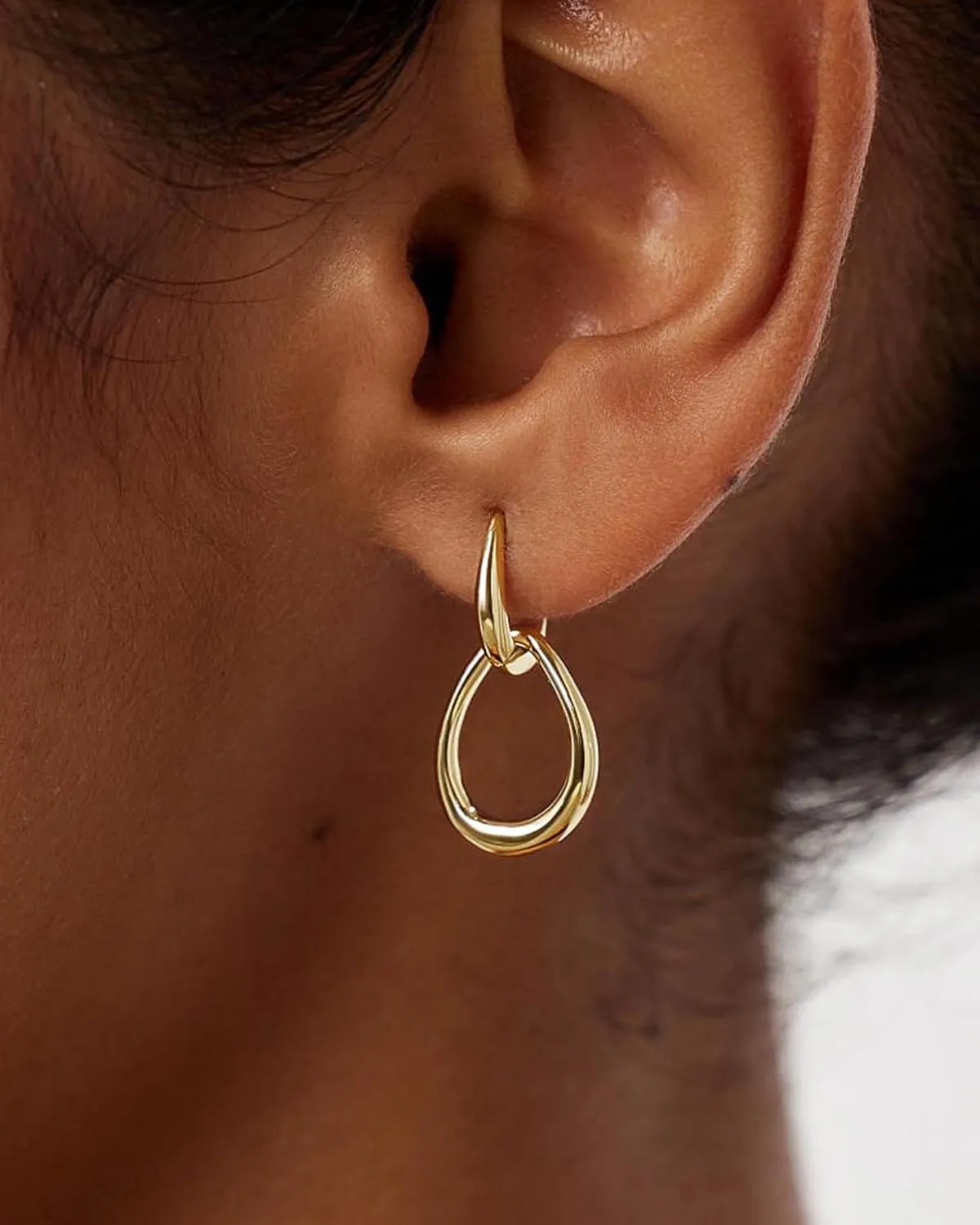 Gold Earrings for Women Trendy 14K Gold Plated Double Hoop Dangle Earring Thin Minimalist Lightweight Dainty Drop Earrings Jewelry Gift for Her