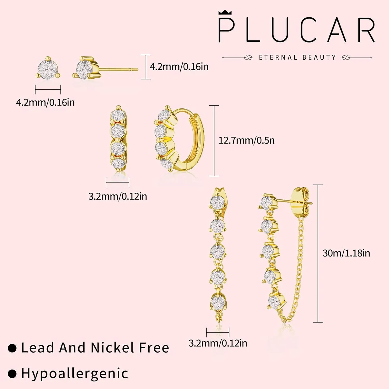 Gold Earrings for Women Trendy 14k Gold Plated Hypoallergenic Cartilage Dangle Dainty Gold Hoop Earrings Sets for Women Stud Earring Sets for Multiple Piercing Jewelry Gifts for Her