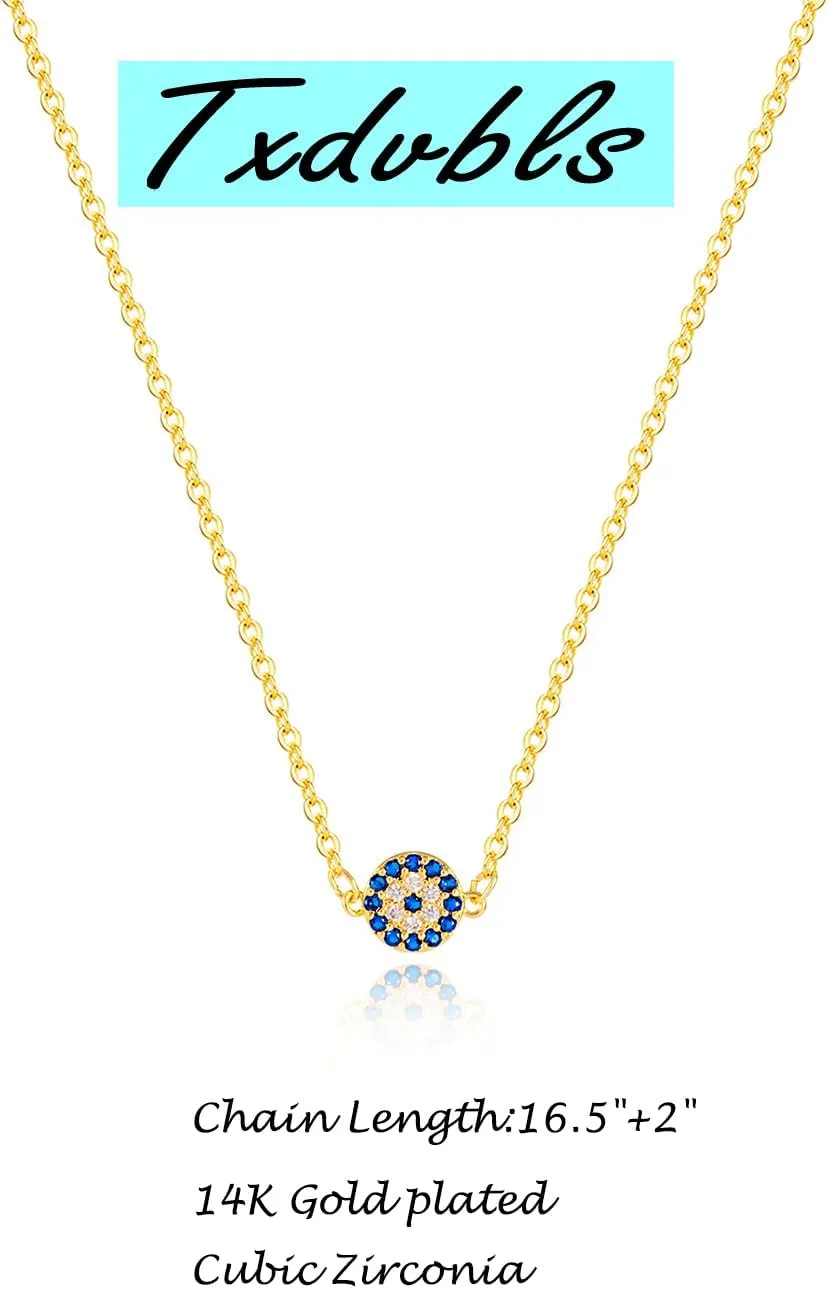 Gold Necklace for Women, Dainty 14k Gold Plated Necklace Hamsa Star of David Cross Evil Eye Italian Horn Shell Elephant Turtle Dragonfly Butterfly Necklace for Women