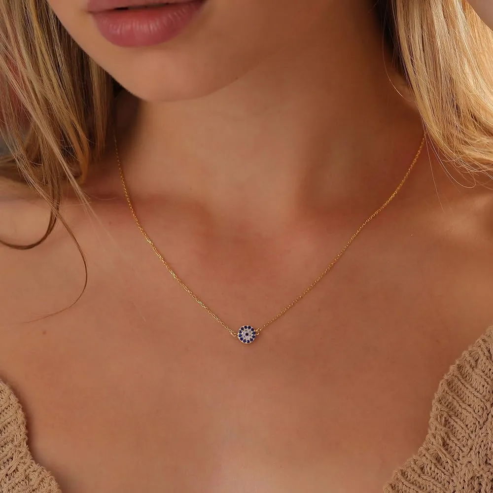 Gold Necklace for Women, Dainty 14k Gold Plated Necklace Hamsa Star of David Cross Evil Eye Italian Horn Shell Elephant Turtle Dragonfly Butterfly Necklace for Women