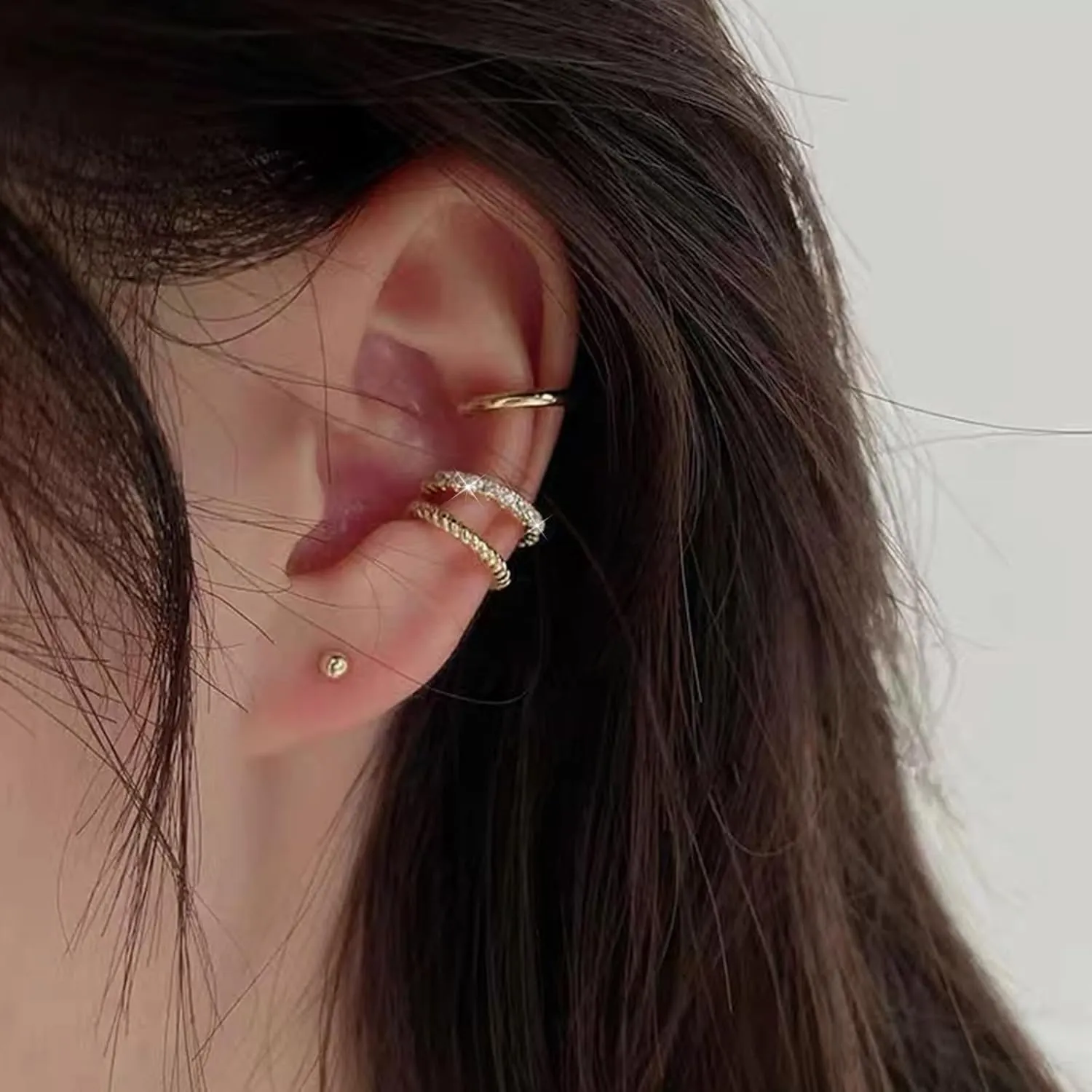 Gold Plated Ear Cuffs Non Piercing Dainty Earring Set for Women S925 Sterling Silver Clip on Cartilage Hoop Earring CZ Fake Earrings Birthday Jewelry for Mom Daughter Graduation Gifts