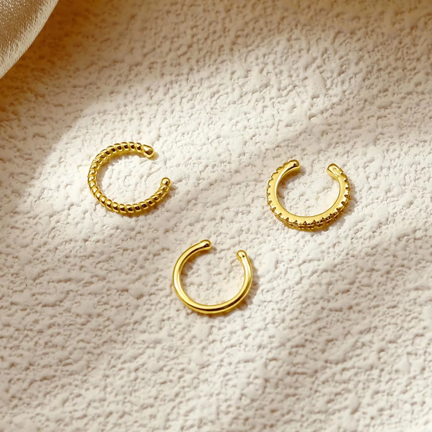Gold Plated Ear Cuffs Non Piercing Dainty Earring Set for Women S925 Sterling Silver Clip on Cartilage Hoop Earring CZ Fake Earrings Birthday Jewelry for Mom Daughter Graduation Gifts