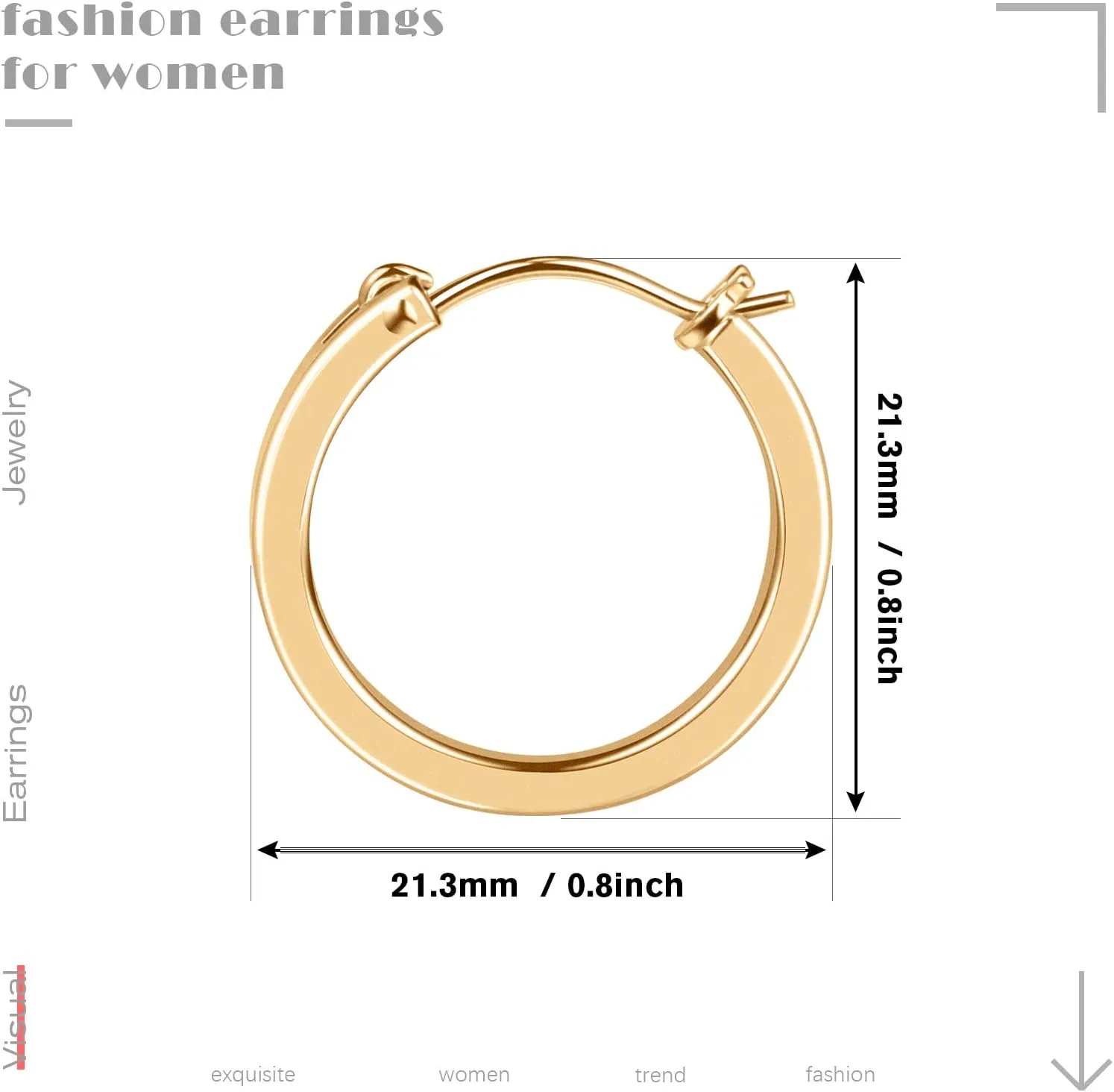 Gold Plated Hoop Earrings, Silver/Gold Lightweight Hypoallergenic Hoops Earrings for Women, Size: 32mm