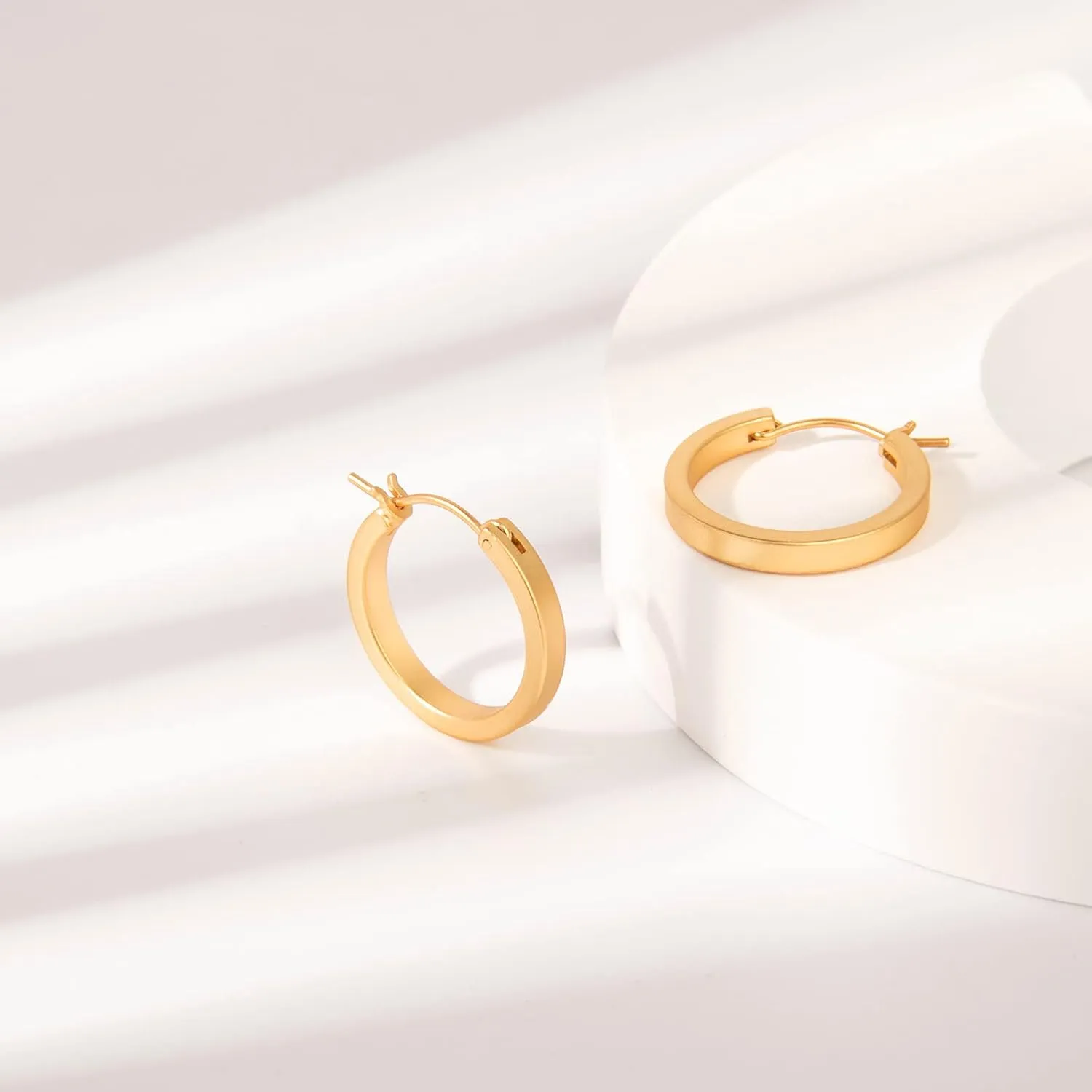 Gold Plated Hoop Earrings, Silver/Gold Lightweight Hypoallergenic Hoops Earrings for Women, Size: 32mm