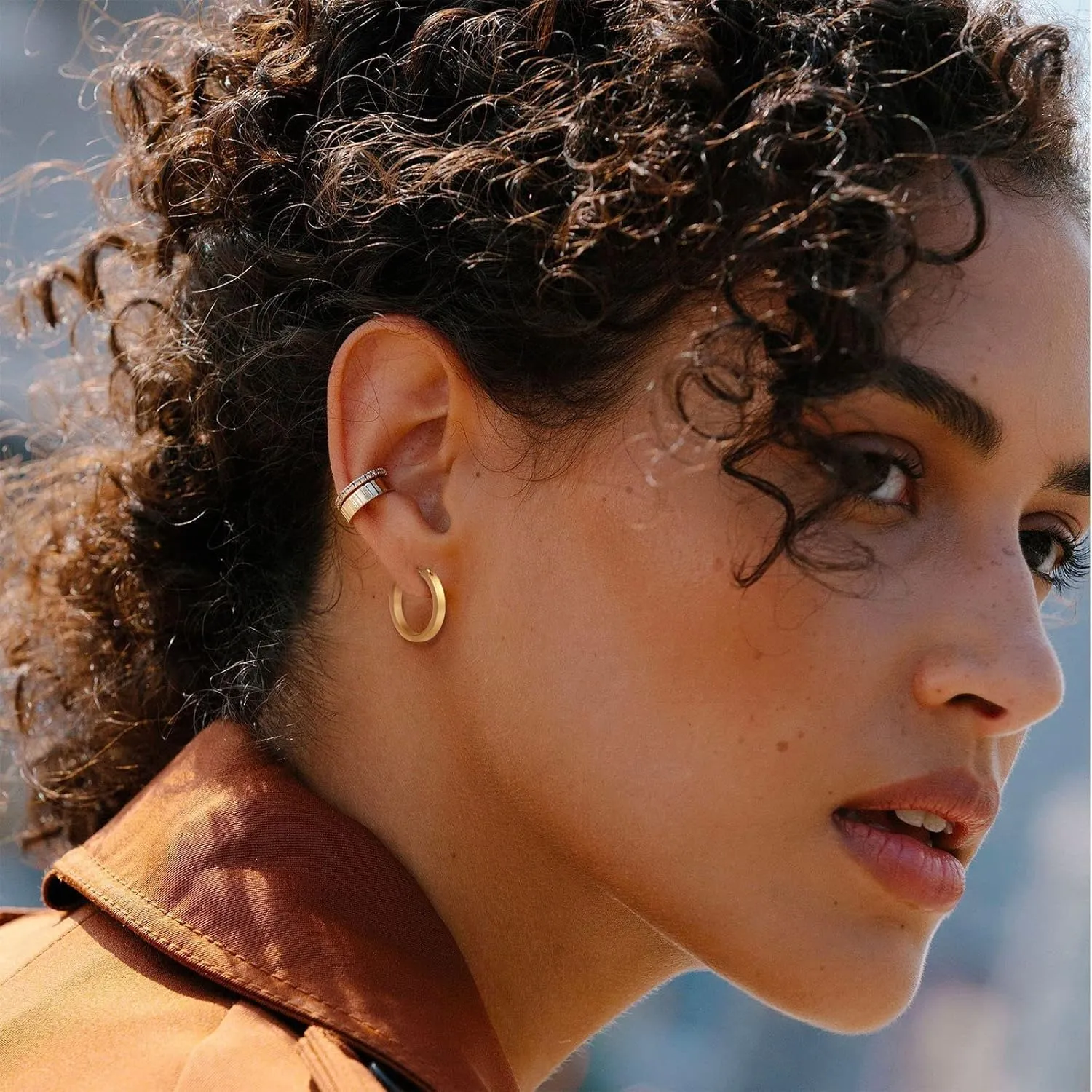 Gold Plated Hoop Earrings, Silver/Gold Lightweight Hypoallergenic Hoops Earrings for Women, Size: 32mm