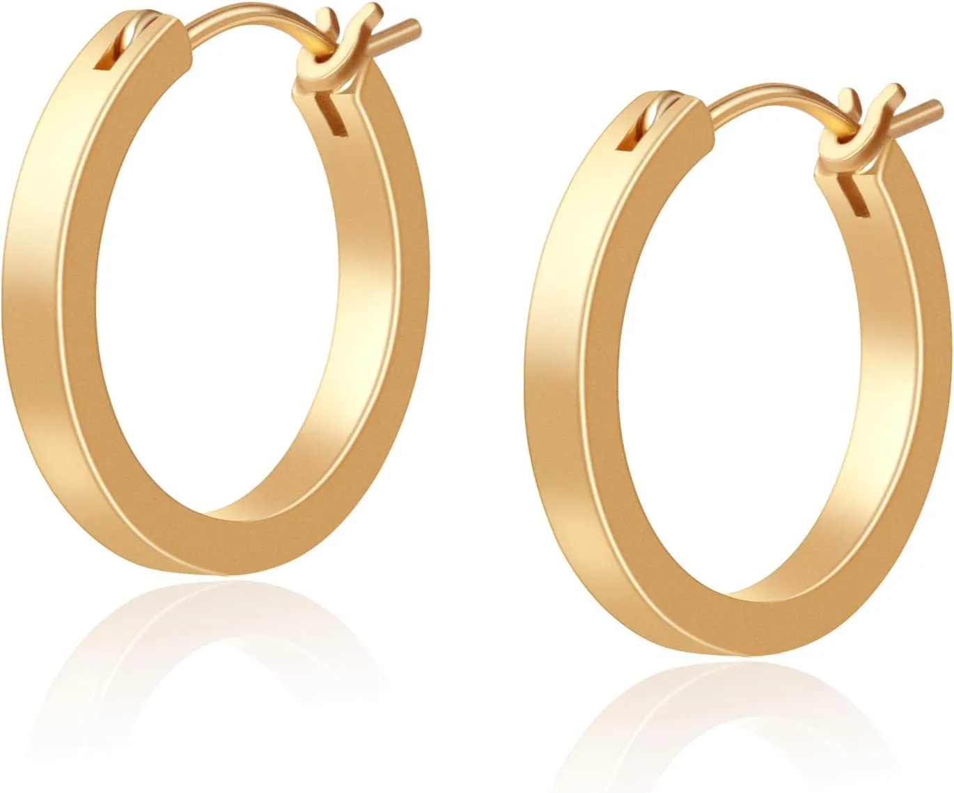 Gold Plated Hoop Earrings, Silver/Gold Lightweight Hypoallergenic Hoops Earrings for Women, Size: 32mm
