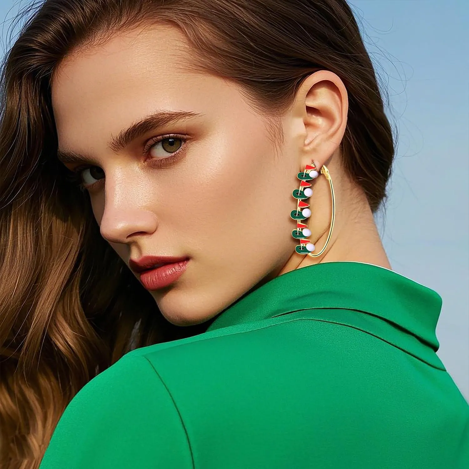 Golf Hoop Earrings for Women Golf Ball Tee Bag Cart Earring Statement Golf Themed Earrings Putting Green Earrings Sport Game Day Golf Accessories Outfits Jewelry Gifts