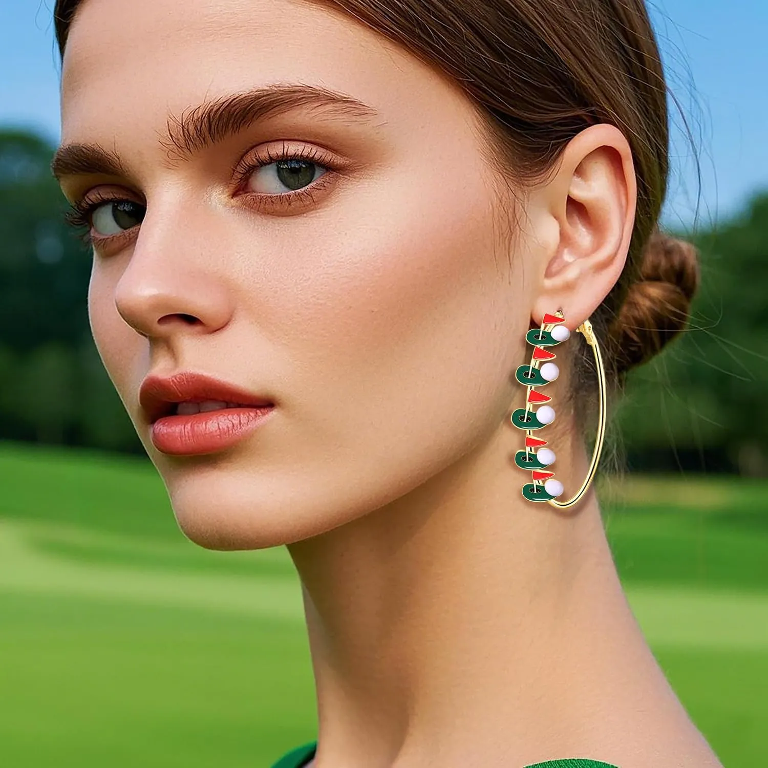Golf Hoop Earrings for Women Golf Ball Tee Bag Cart Earring Statement Golf Themed Earrings Putting Green Earrings Sport Game Day Golf Accessories Outfits Jewelry Gifts