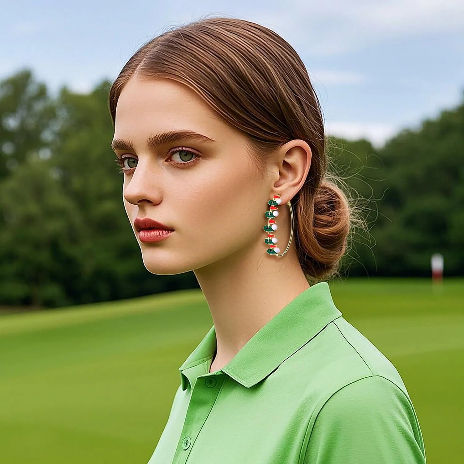 Golf Hoop Earrings for Women Golf Ball Tee Bag Cart Earring Statement Golf Themed Earrings Putting Green Earrings Sport Game Day Golf Accessories Outfits Jewelry Gifts