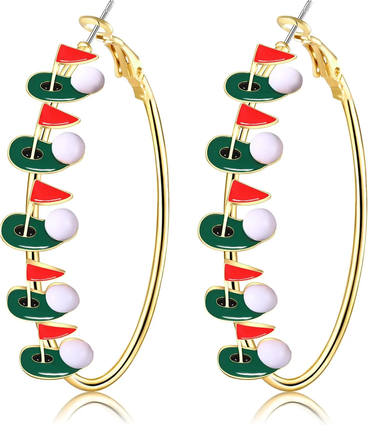 Golf Hoop Earrings for Women Golf Ball Tee Bag Cart Earring Statement Golf Themed Earrings Putting Green Earrings Sport Game Day Golf Accessories Outfits Jewelry Gifts
