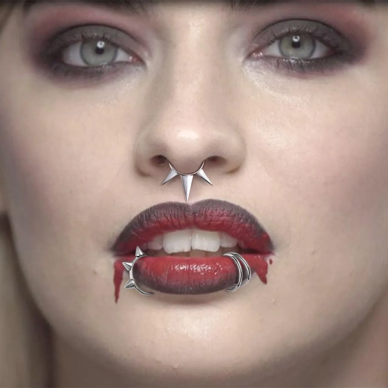 Halloween Fake Eyebrow Rings Nose Lip Labret Studs, Non-Piercing Body Jewelry Fake Skin Piercing Star Heart Fake Lip Labret Studs for Women Men