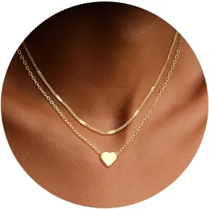 Heart Necklace for Women, Dainty 14K Gold/Sterling Sliver Plated Heart Pendant Necklace Trendy Jewelry Gift for Women