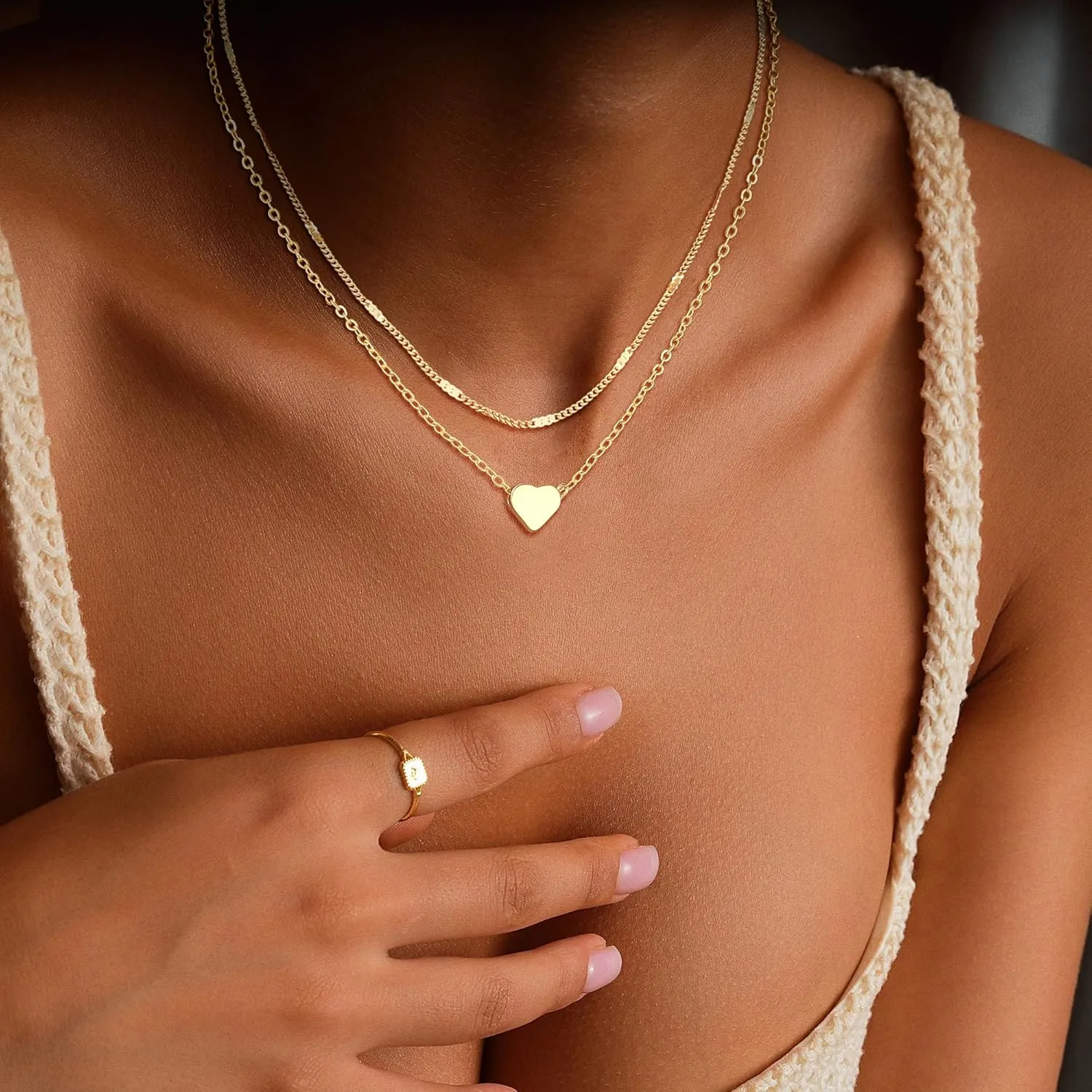 Heart Necklace for Women, Dainty 14K Gold/Sterling Sliver Plated Heart Pendant Necklace Trendy Jewelry Gift for Women