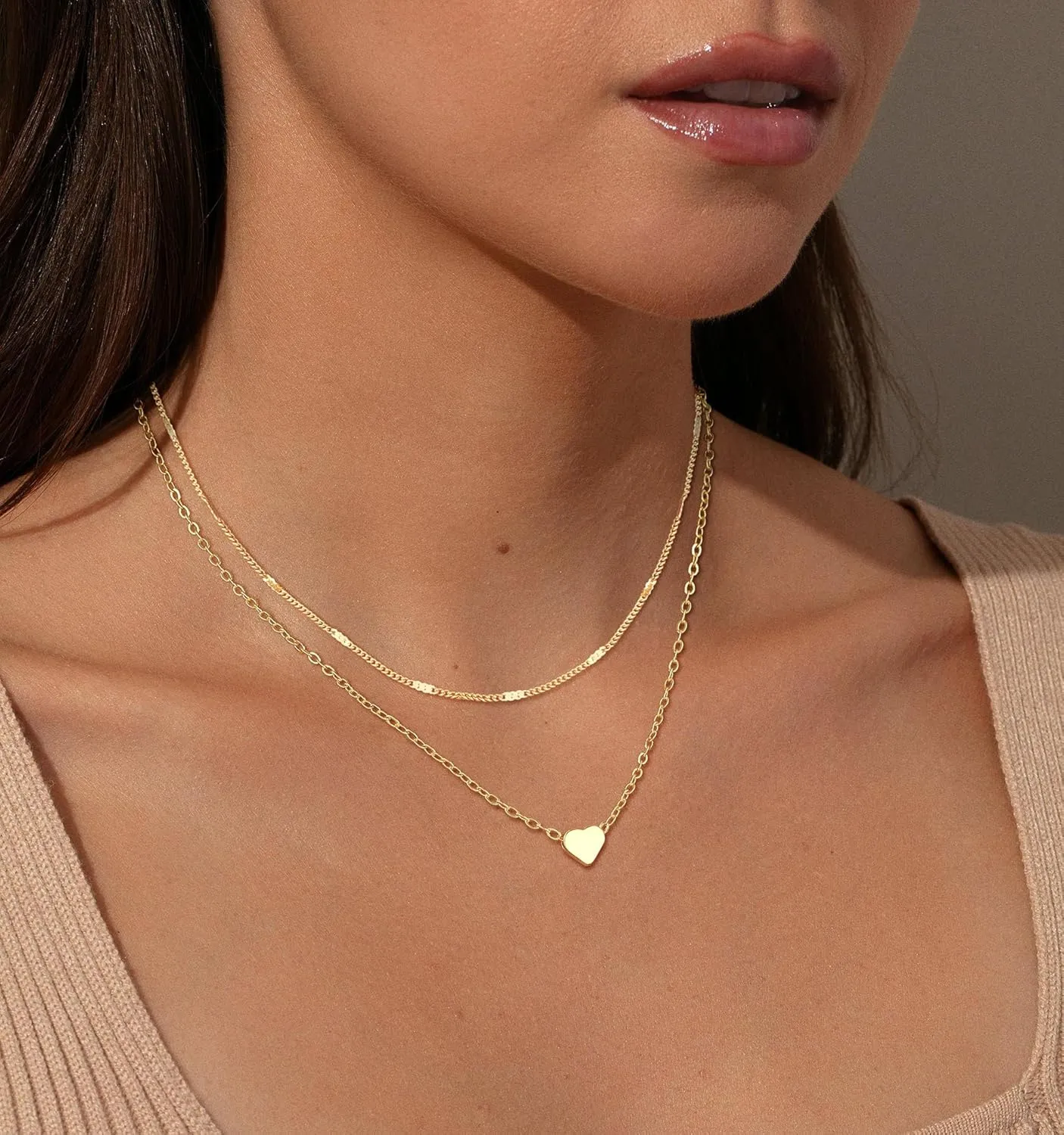 Heart Necklace for Women, Dainty 14K Gold/Sterling Sliver Plated Heart Pendant Necklace Trendy Jewelry Gift for Women