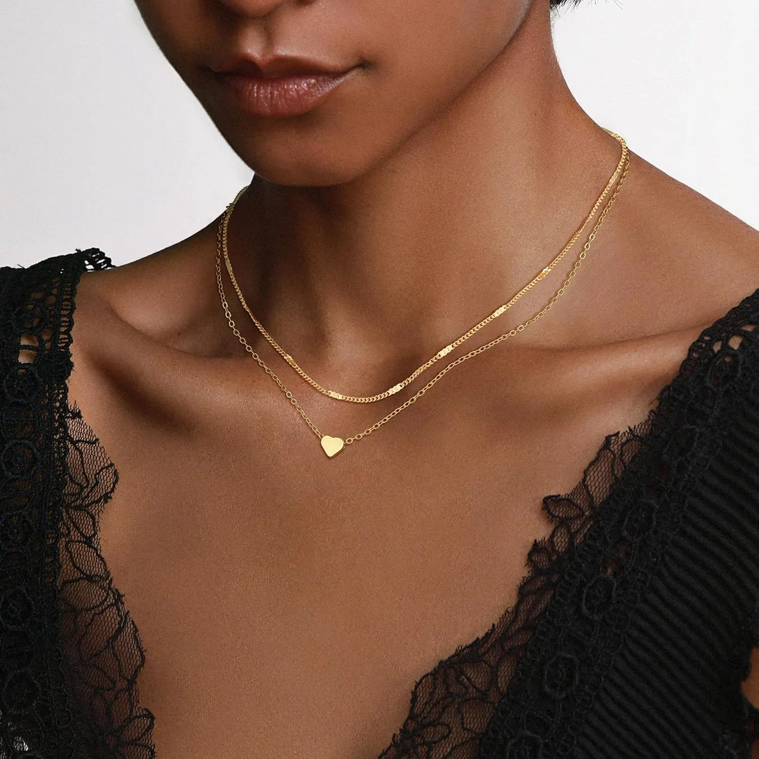 Heart Necklace for Women, Dainty 14K Gold/Sterling Sliver Plated Heart Pendant Necklace Trendy Jewelry Gift for Women