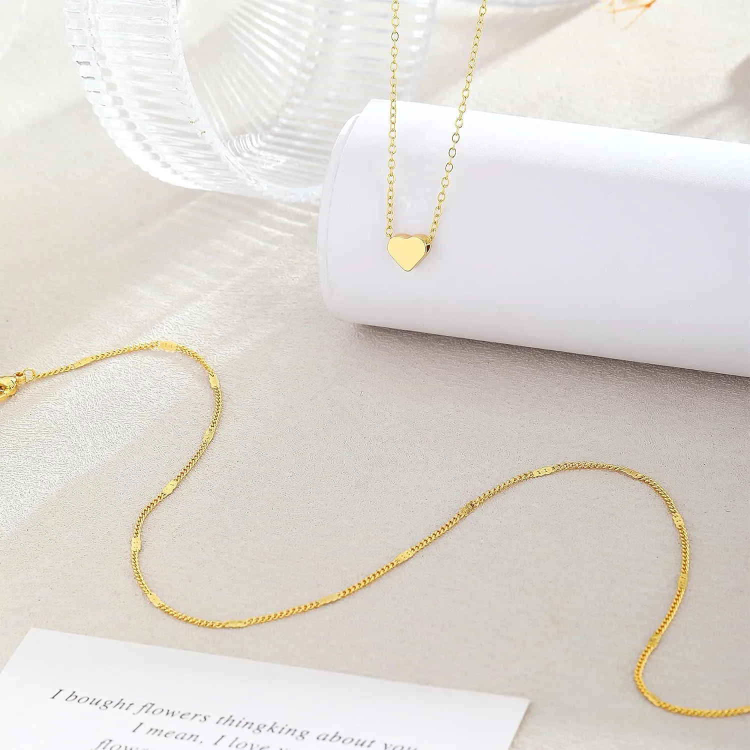 Heart Necklace for Women, Dainty 14K Gold/Sterling Sliver Plated Heart Pendant Necklace Trendy Jewelry Gift for Women