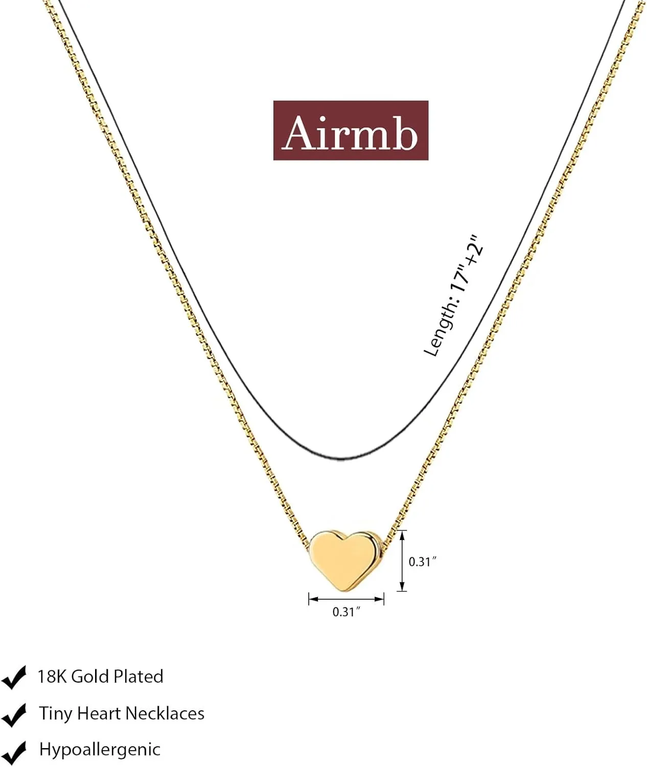Heart Necklace for Women Gold/Silver Plated Trendy Heart Choker Lover Pendant Hypoallergenic Fashion Gold/Silver Necklace for Women Love Jewelry Gift for Women Girlfriend