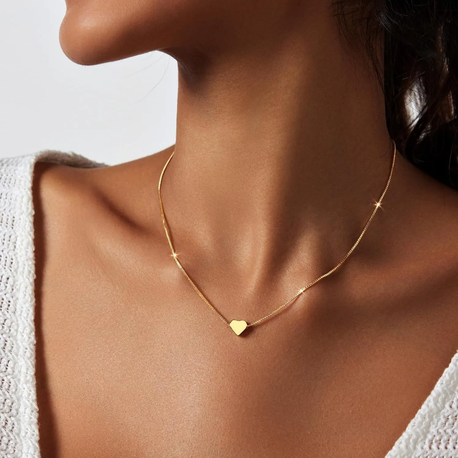 Heart Necklace for Women Gold/Silver Plated Trendy Heart Choker Lover Pendant Hypoallergenic Fashion Gold/Silver Necklace for Women Love Jewelry Gift for Women Girlfriend