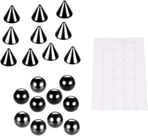 HEKEUOR Fake Nose Lip Eyebrow Non-Piercing Body Jewelry Stainless Steel 5mm Ball/Spike Kit Sticker (Black 5mm)