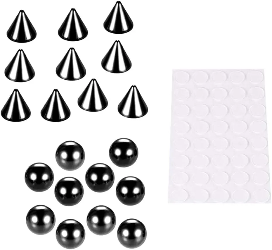 HEKEUOR Fake Nose Lip Eyebrow Non-Piercing Body Jewelry Stainless Steel 5mm Ball/Spike Kit Sticker (Black 5mm)