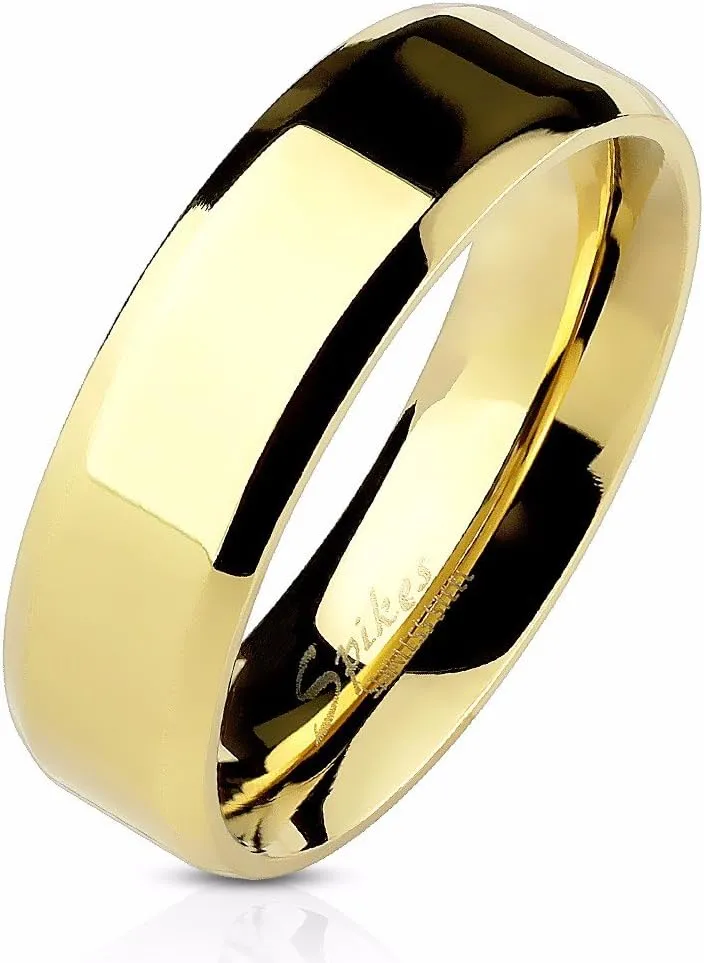 His Hers Couple Ring Set 14K Gold Plated Stainles Steel Womens Wedding Engagement Ring Set Mens Matching Stainless Steel Flat Band