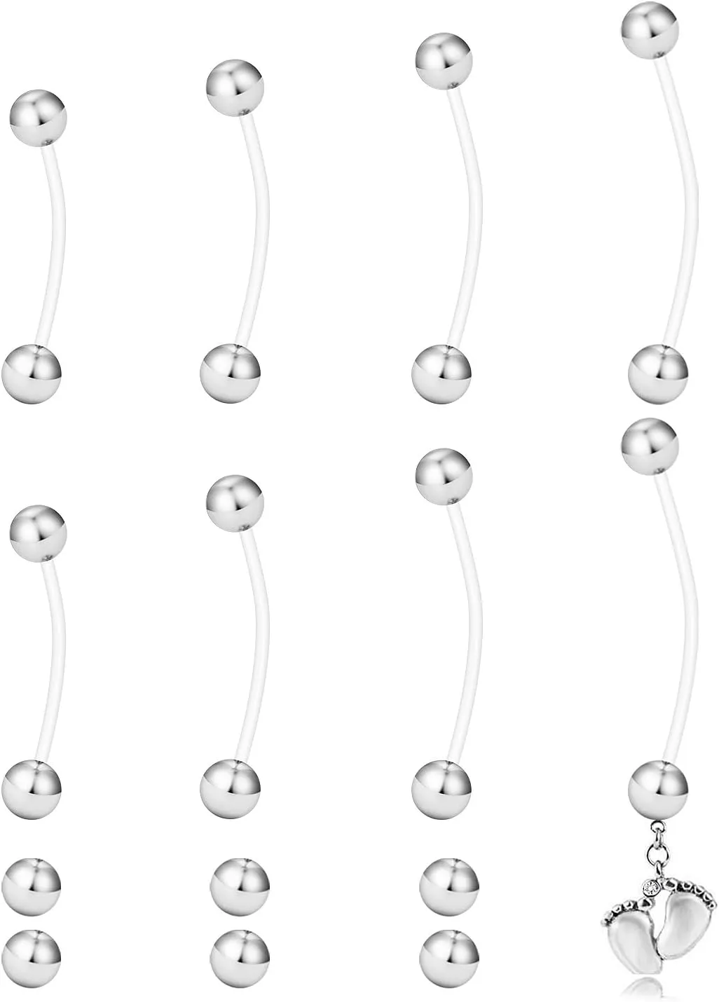 Hoeudjo Pregnancy Belly Rings Maternity Belly Button Rings Plastic Long Bar Navel Ring for Maternity Sport Pregnant Women Different Bar Length 18/32/35/38mm Ball Size 5mm
