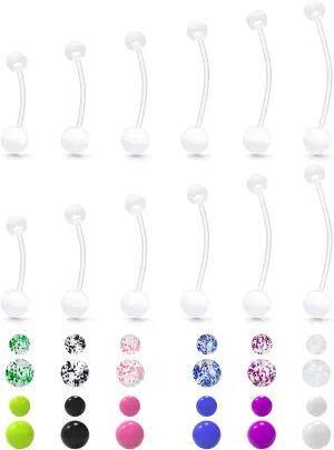 Hoeudjo Pregnancy Belly Rings Maternity Belly Button Rings Plastic Long Bar Navel Ring for Maternity Sport Pregnant Women Different Length 14/16/18/32/35/38mm