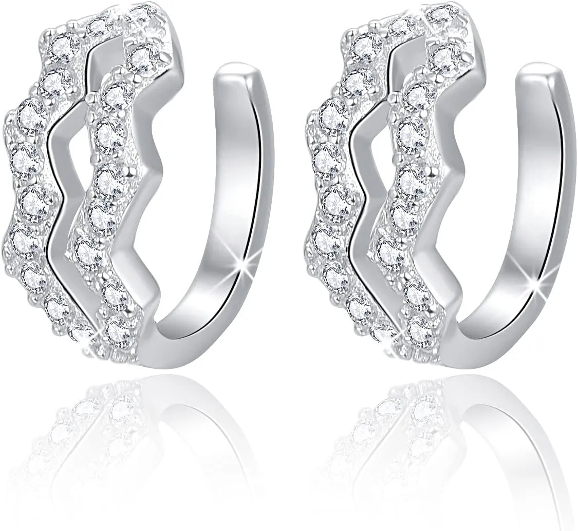 Hoop Earirngs 925 Sterling Silver Cartilage Earring Ear Cuff Earrings for Non Pierced Ears Huggie Earring Cuff