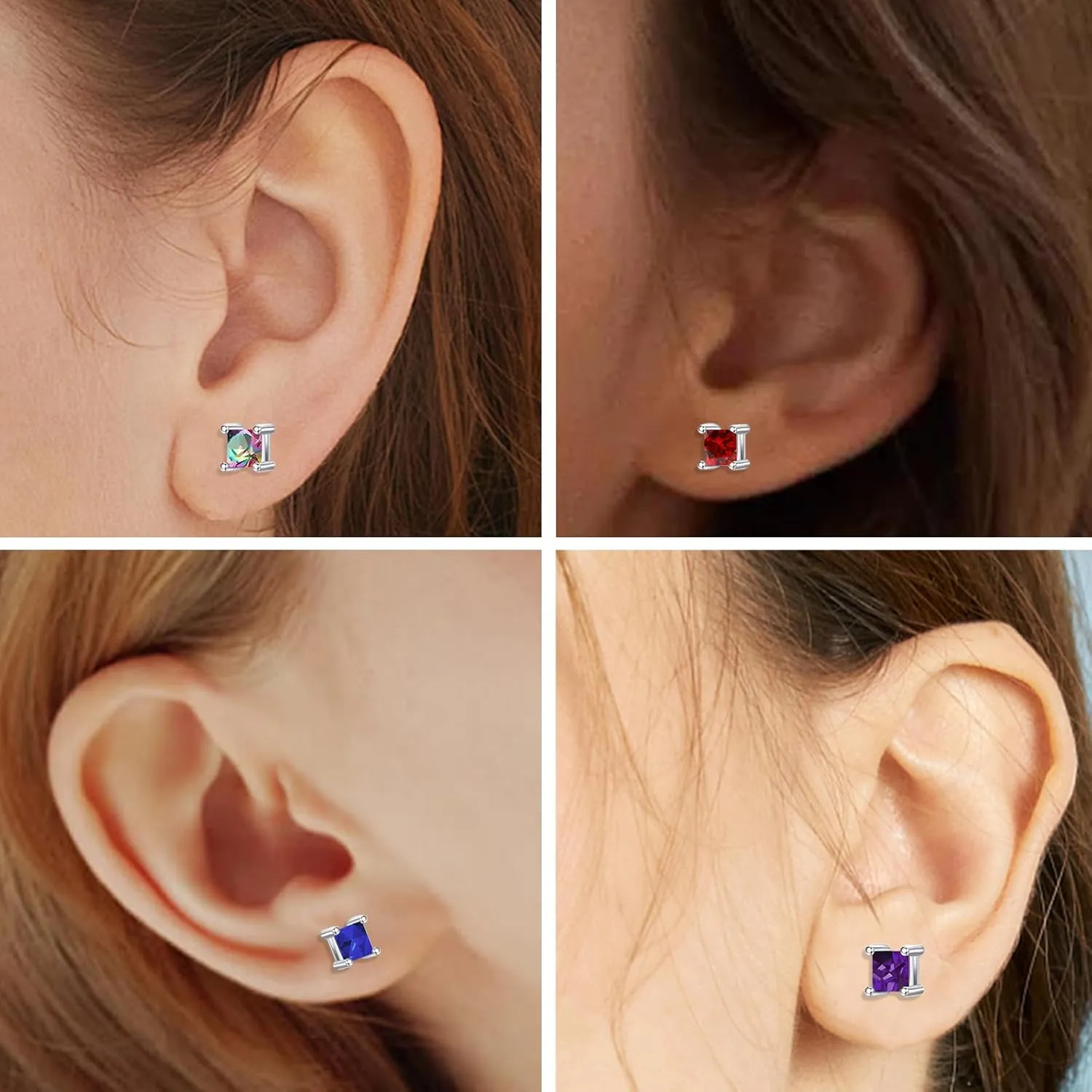 Hypoallergenic S925 Sterling Silver Stud Earrings Cubic Zirconia Stud Earrings Trendy Lightweight for Women Mothers Day Birthday Party Jewelry