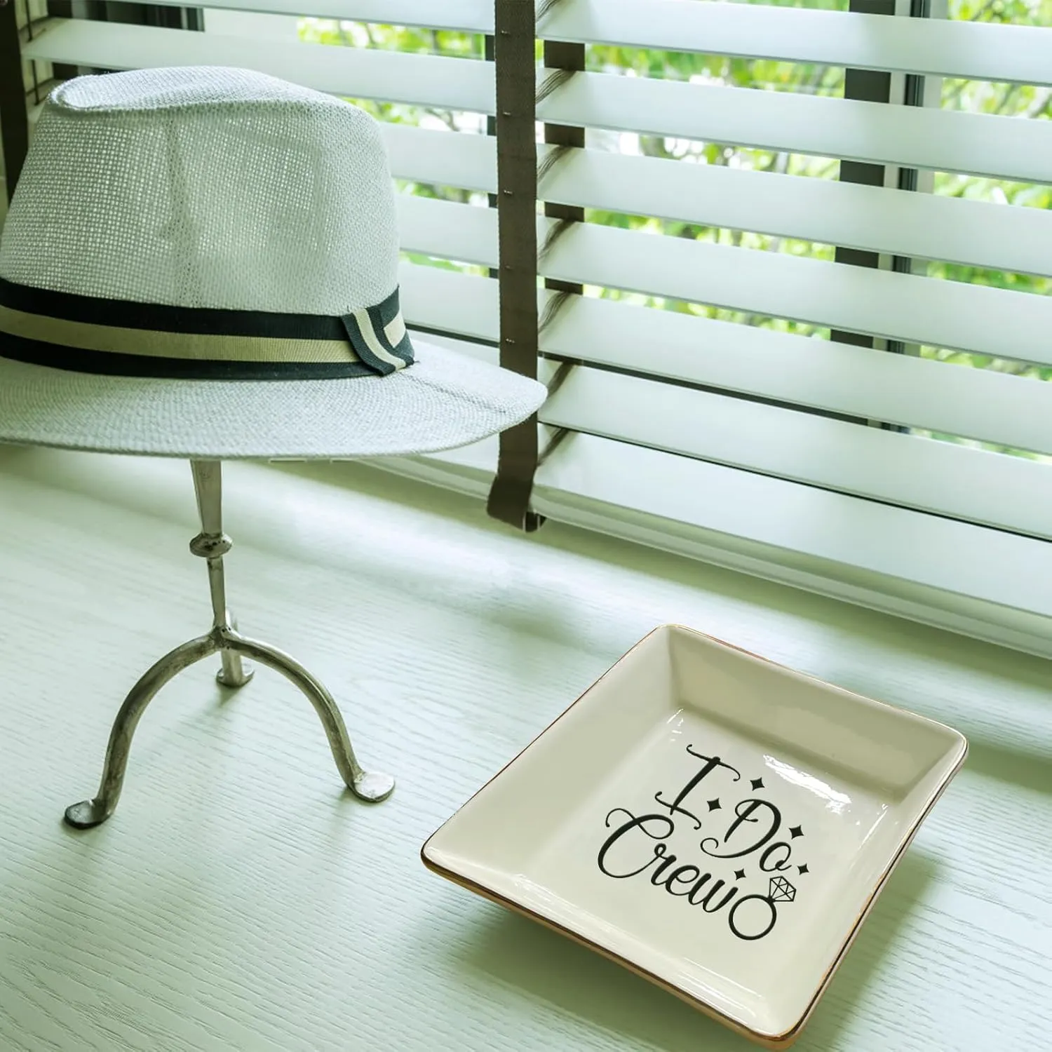 I DO CREW Jewelry Tray - Ceramic Ring Dish for Bridesmaids, Bridal Party Gifts, Wedding Keepsake