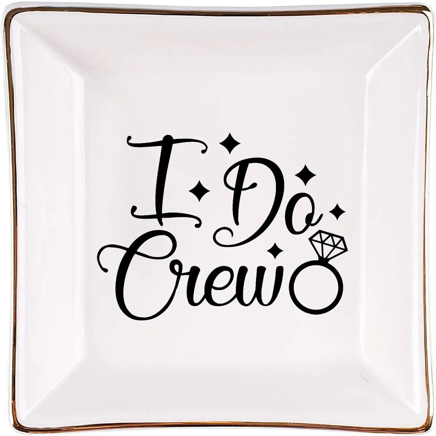 I DO CREW Jewelry Tray - Ceramic Ring Dish for Bridesmaids, Bridal Party Gifts, Wedding Keepsake