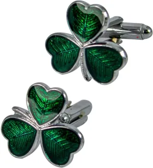 I LUV LTD Mens Cufflinks Irish Shamrock 3 Leaf Clover, Irish, Enamel Green Formal Wear, Weddings
