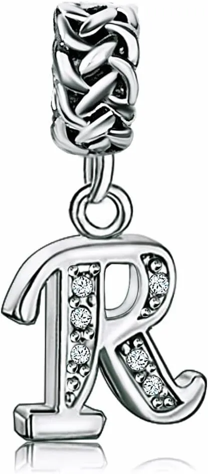 Initials Letters A-Z Alphabet White Birthstone Birthday Womens Beads Charms for Bracelets Mom Wife Sister Daughter Jewelry