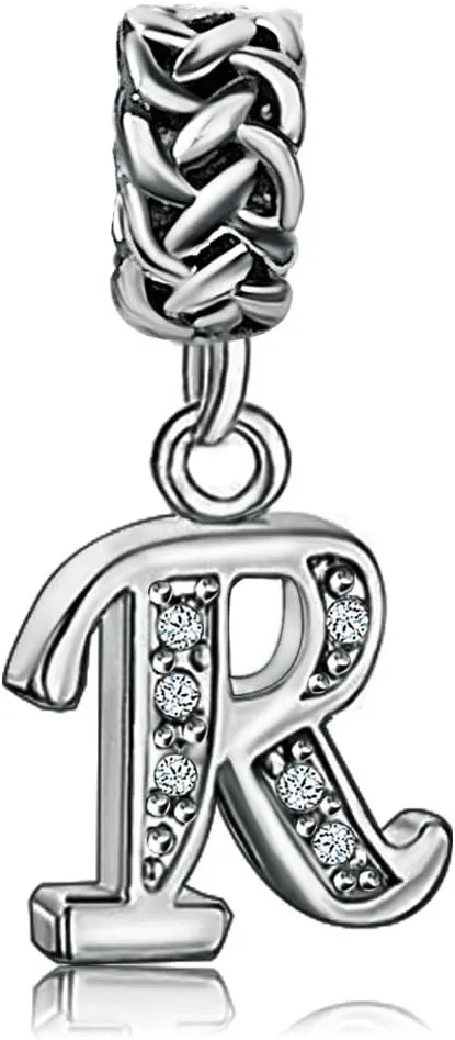 Initials Letters A-Z Alphabet White Birthstone Birthday Womens Beads Charms for Bracelets Mom Wife Sister Daughter Jewelry