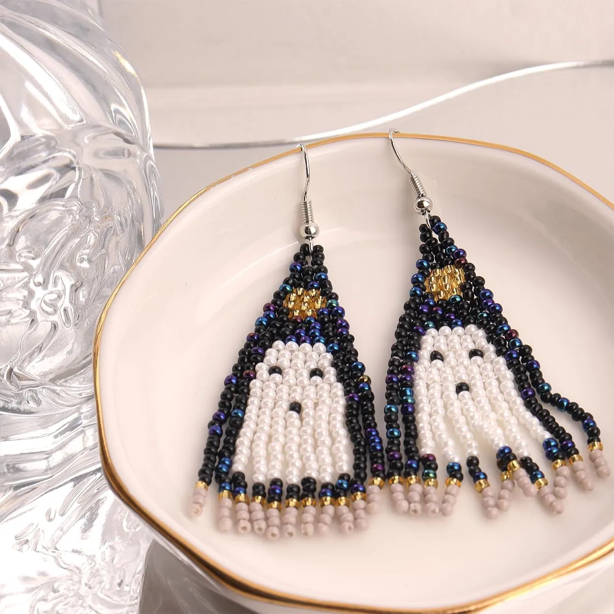JeanBeau Seed Beads Tassel Earrings for Women Teen,Long Boho Handmade Colorful Beaded Dangle Drop Fringe Dangling Bohemian Accessories Summer Prom Party Jewelry Gift