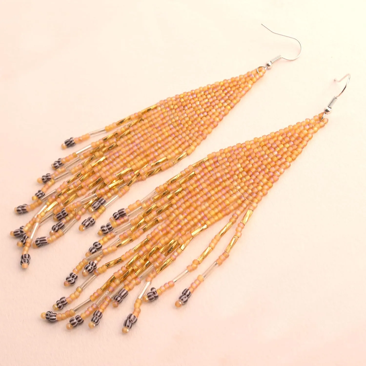 JeanBeau Seed Beads Tassel Earrings for Women Teen,Long Boho Handmade Colorful Beaded Dangle Drop Fringe Dangling Bohemian Accessories Summer Prom Party Jewelry Gift