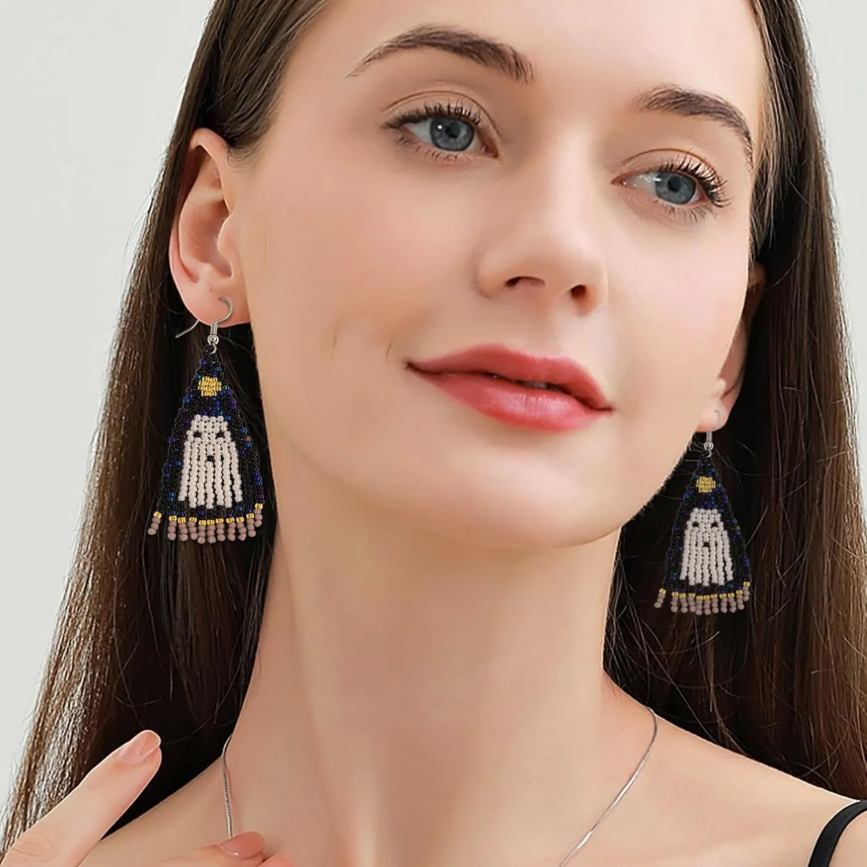 JeanBeau Seed Beads Tassel Earrings for Women Teen,Long Boho Handmade Colorful Beaded Dangle Drop Fringe Dangling Bohemian Accessories Summer Prom Party Jewelry Gift
