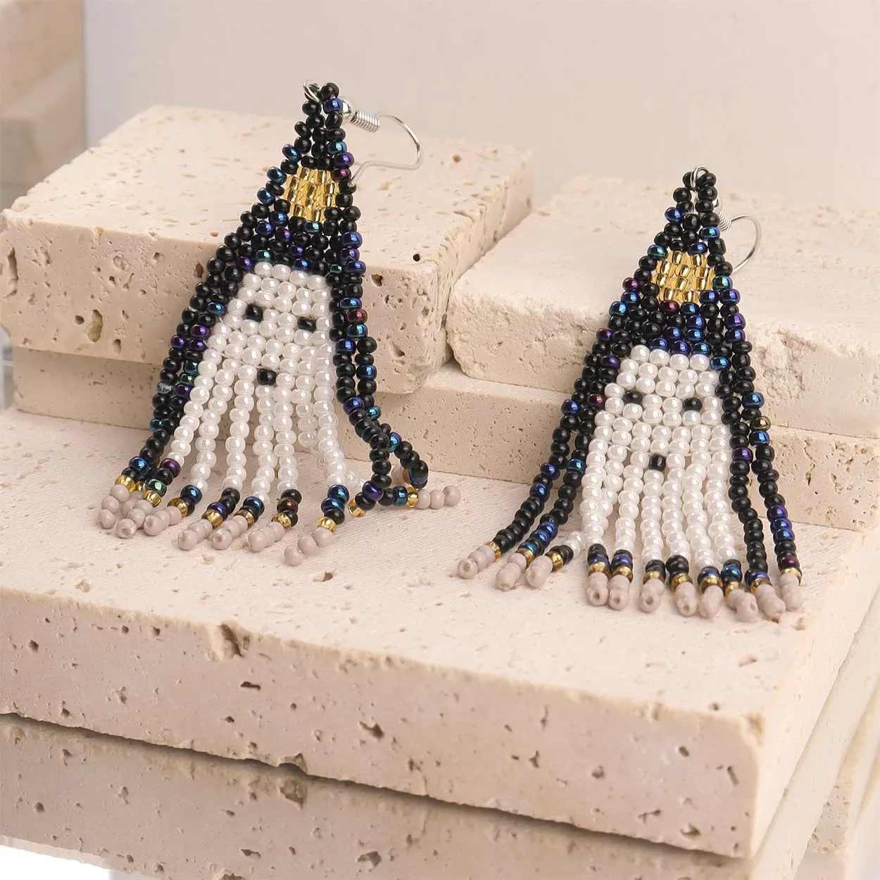 JeanBeau Seed Beads Tassel Earrings for Women Teen,Long Boho Handmade Colorful Beaded Dangle Drop Fringe Dangling Bohemian Accessories Summer Prom Party Jewelry Gift