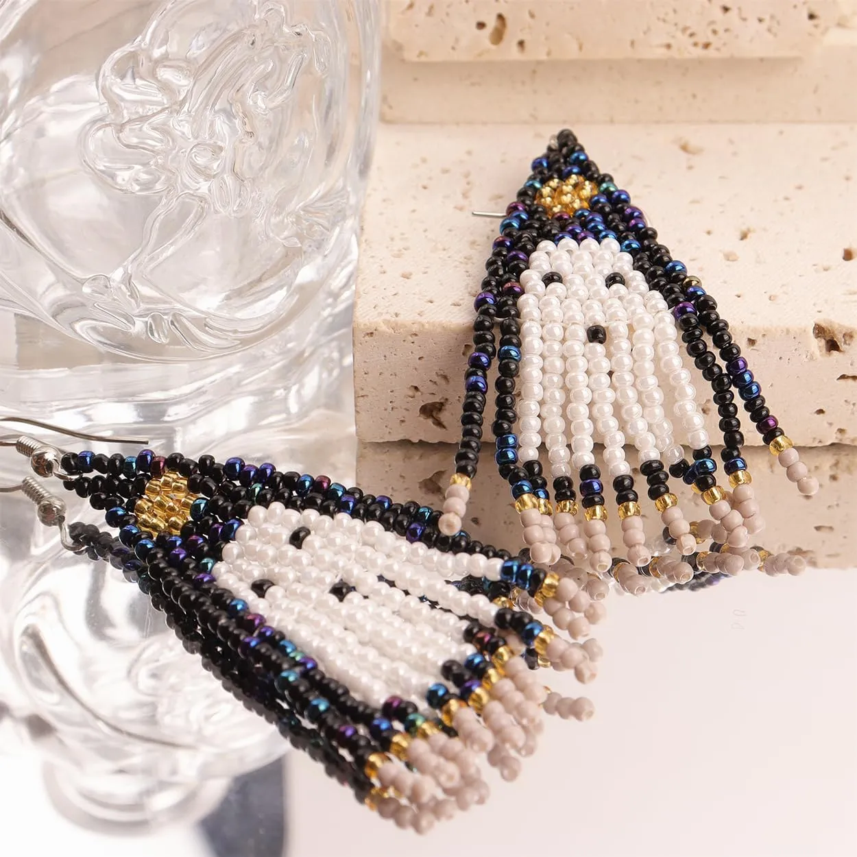 JeanBeau Seed Beads Tassel Earrings for Women Teen,Long Boho Handmade Colorful Beaded Dangle Drop Fringe Dangling Bohemian Accessories Summer Prom Party Jewelry Gift