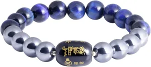 Jewever Triple Protection Feng Shui Bracelets Terahertz/Tiger eye/Agate Amulet for Men Women Natural Stone 10mm Prosperity Healing Stretch