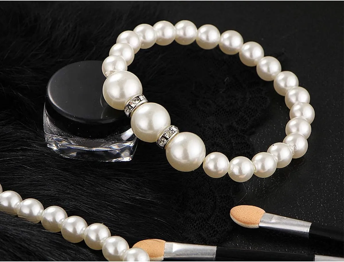 JNF Pearl Necklace for Women Crystal Rhinestone Pearl Choker Necklace and Earrings Set for Bridal Party Wedding Jewelry