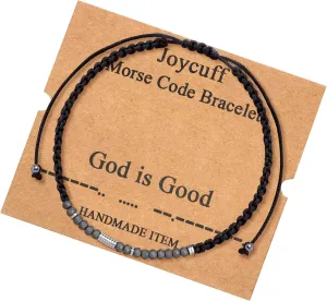 JoycuFF Inspirational Morse Code Bracelets Motivational Courage Birthday Thanksgiving Day Christmas Gifts for Women Teen Girls Friend Wrap Strand Beaded Jewelry Bracelet for Her
