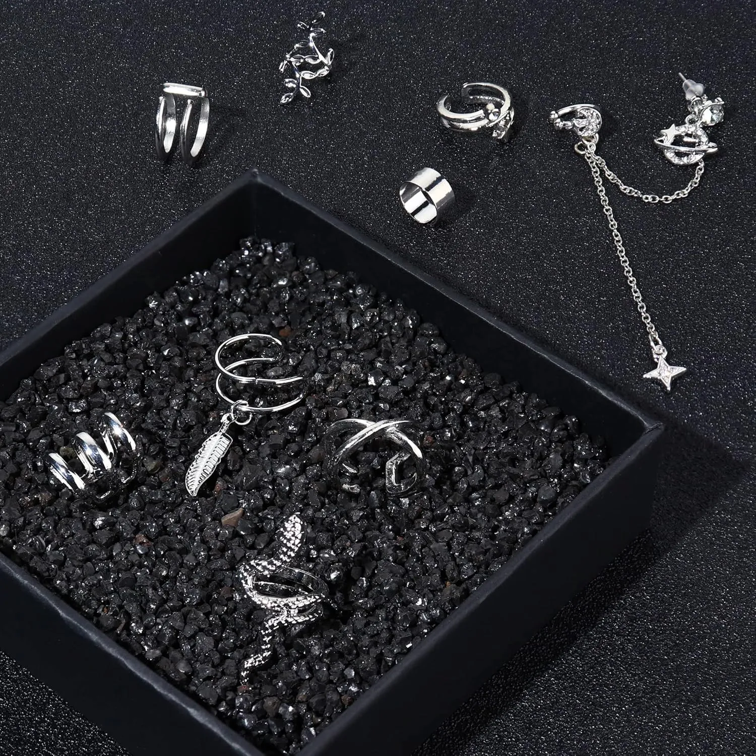 Jstyle Ear Cuff Earrings for Women Cuff Chain Earring Clip On Helix Cartilage Wrap Cuff Earring Non Pierced Adjustable