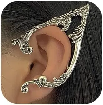 Jumwrit Elf Ear Cuffs - Elven Ear Cuffs & Clip On Earrings - Silver Studs - Cosplay Fantasy Fairy Earrings