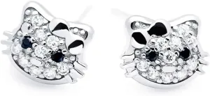 Kaguyo Cat Earrings for Women - 925 Sterling Silver Zirconia Cute Kitty Cat Love Stud Earrings for Women and Girls - Birthday Gift