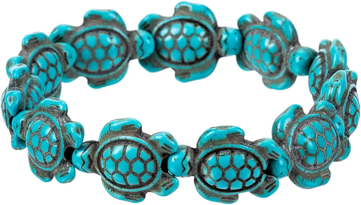 kelistom Turtle Beads Chain Bracelet for Women Men Handmade Natural Stone Elastic Stretch Bracelet Friendship Couple Bracelets