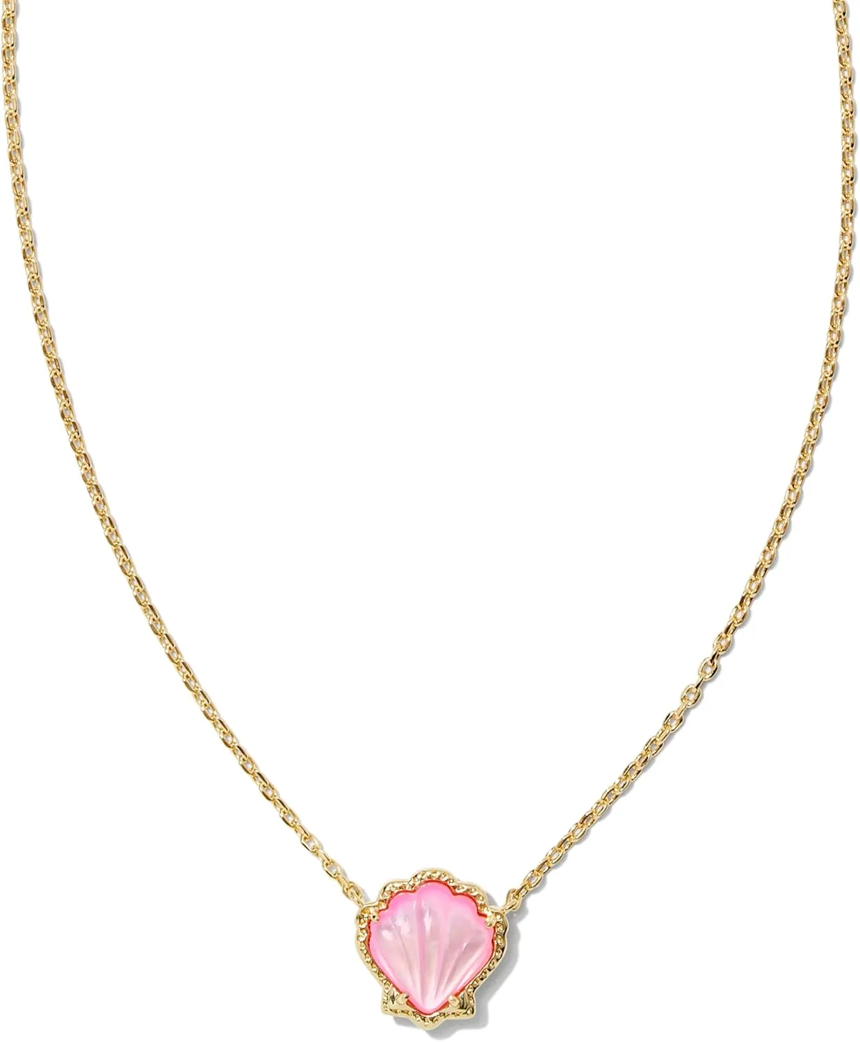 Kendra Scott Brynne Shell Short Pendant Necklace, Gold-Plated Brass, Blush Mother Of Pearl, Fashion Jewelry for Women