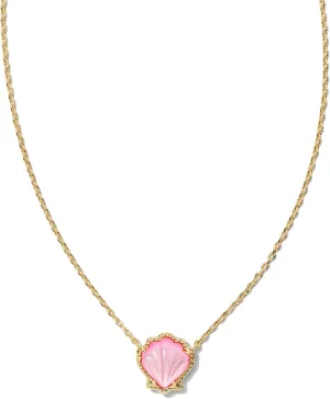 Kendra Scott Brynne Shell Short Pendant Necklace, Gold-Plated Brass, Blush Mother Of Pearl, Fashion Jewelry for Women