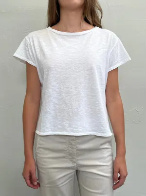 Kerri Boxy Crop Tee in Supima Slub - White