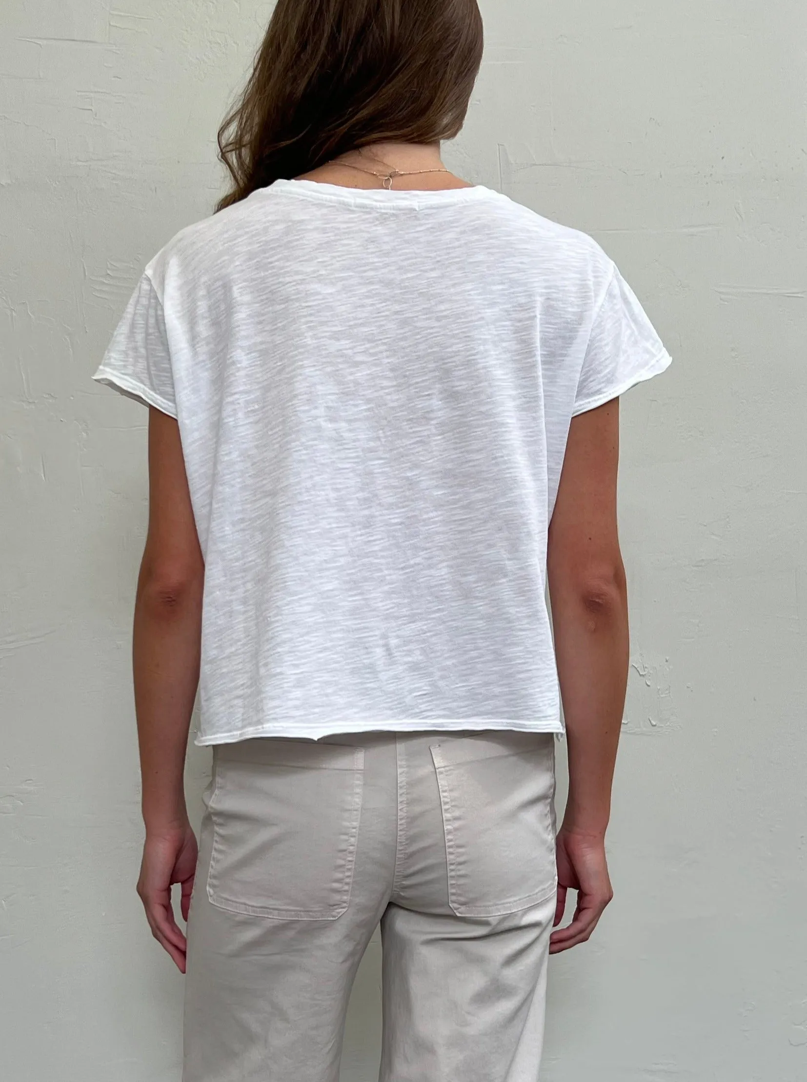 Kerri Boxy Crop Tee in Supima Slub - White